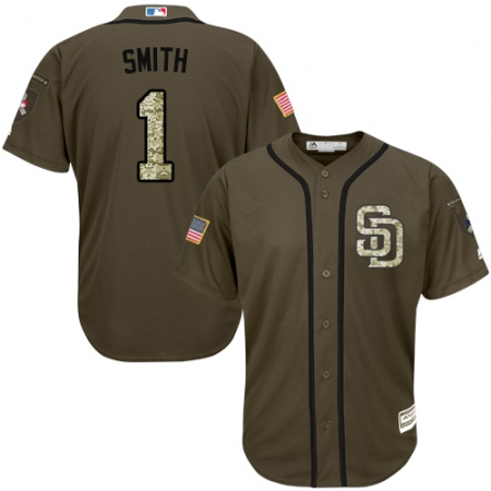 Men's Majestic San Diego Padres #1 Ozzie Smith Authentic Green Salute to Service MLB Jersey