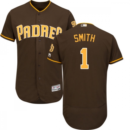 Men's Majestic San Diego Padres #1 Ozzie Smith Brown Alternate Flex Base Authentic Collection MLB Jersey
