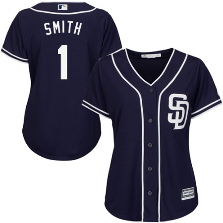 Women's Majestic San Diego Padres #1 Ozzie Smith Replica Navy Blue Alternate 1 Cool Base MLB Jersey