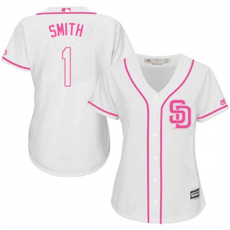 Women's Majestic San Diego Padres #1 Ozzie Smith Replica White Fashion Cool Base MLB Jersey