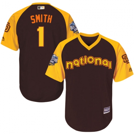 Youth Majestic San Diego Padres #1 Ozzie Smith Authentic Brown 2016 All-Star National League BP Cool Base Cool Base MLB Jersey