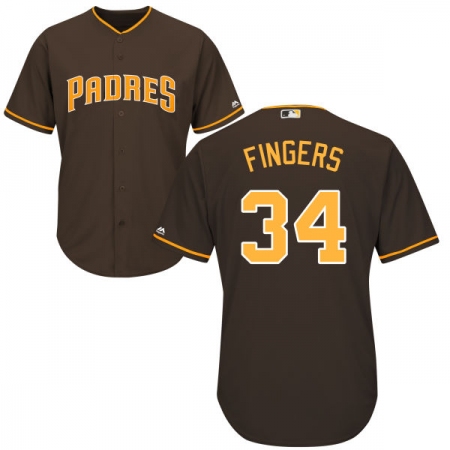 Men's Majestic San Diego Padres #34 Rollie Fingers Replica Brown Alternate Cool Base MLB Jersey