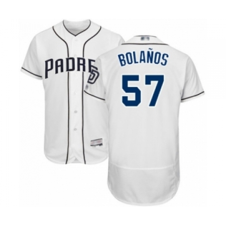 Men's San Diego Padres #57 Ronald Bolanos White Home Flex Base Authentic Collection Baseball Player Jersey