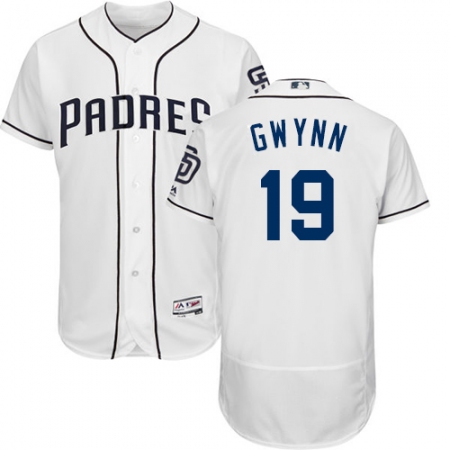 Men's Majestic San Diego Padres #19 Tony Gwynn White Home Flex Base Authentic Collection MLB Jersey