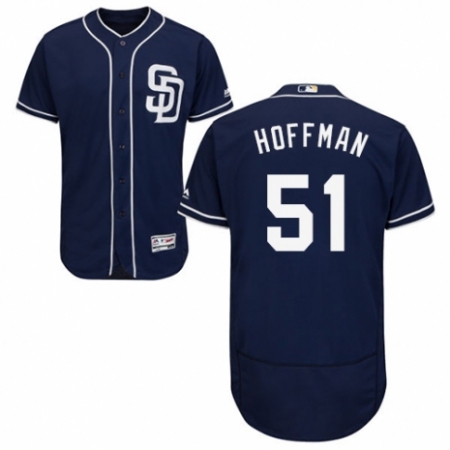 Men's Majestic San Diego Padres #51 Trevor Hoffman Navy Blue Alternate Flex Base Authentic Collection MLB Jersey