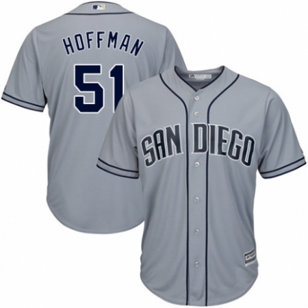 Men's Majestic San Diego Padres #51 Trevor Hoffman Replica Grey Road Cool Base MLB Jersey