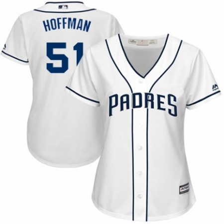 Women's Majestic San Diego Padres #51 Trevor Hoffman Authentic White Home Cool Base MLB Jersey