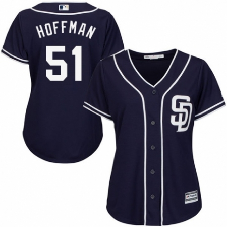 Women's Majestic San Diego Padres #51 Trevor Hoffman Replica Navy Blue Alternate 1 Cool Base MLB Jersey