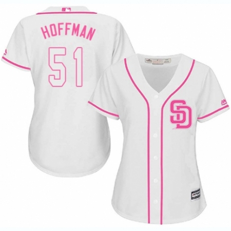 Women's Majestic San Diego Padres #51 Trevor Hoffman Replica White Fashion Cool Base MLB Jersey