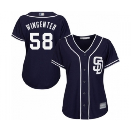 Women's San Diego Padres #58 Trey Wingenter Authentic Navy Blue Alternate 1 Cool Base Baseball Player Jersey