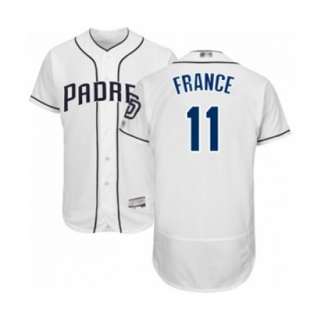 Men's San Diego Padres #11 Ty France White Home Flex Base Authentic Collection Baseball Player Jersey