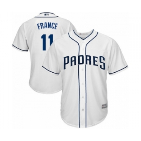 Youth San Diego Padres #11 Ty France Authentic White Home Cool Base Baseball Player Jersey