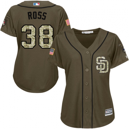 Women's Majestic San Diego Padres #38 Tyson Ross Replica Green Salute to Service Cool Base MLB Jersey